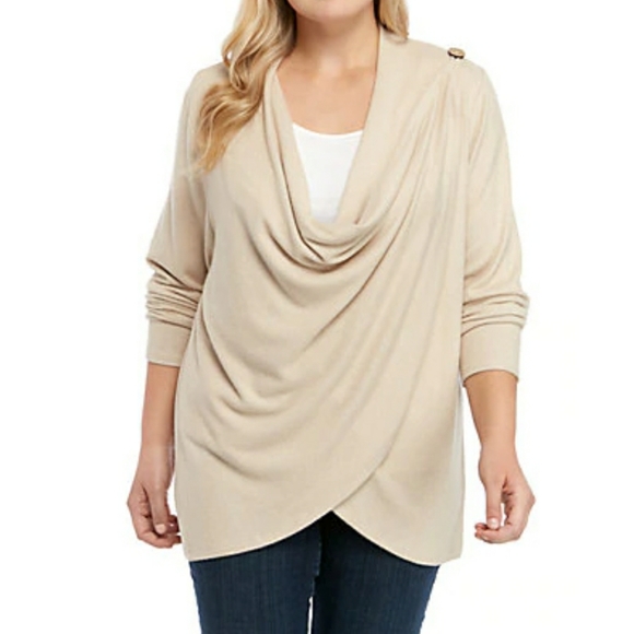 Plus Size Dreamsoft Waffle Wrap Sweater - Picture 1 of 4